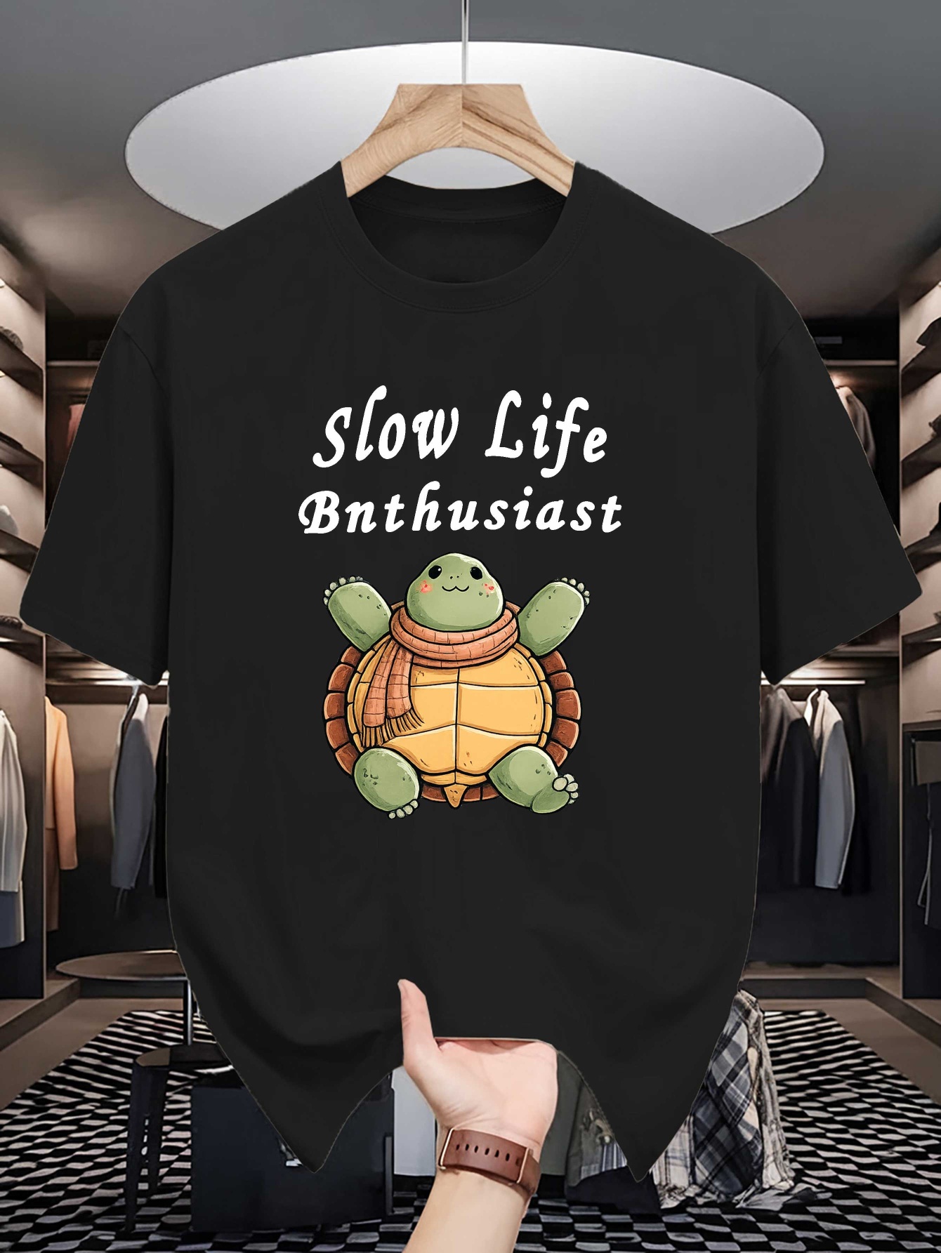 Men'S Fashion Quotes - تي شيرت رجالي كحلي بطبعة سلحفاة