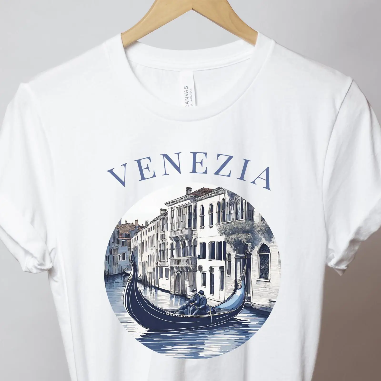 Men'S Fashion Venice Italy - تي شيرت فينيسيا أزرق بتصميم قارب