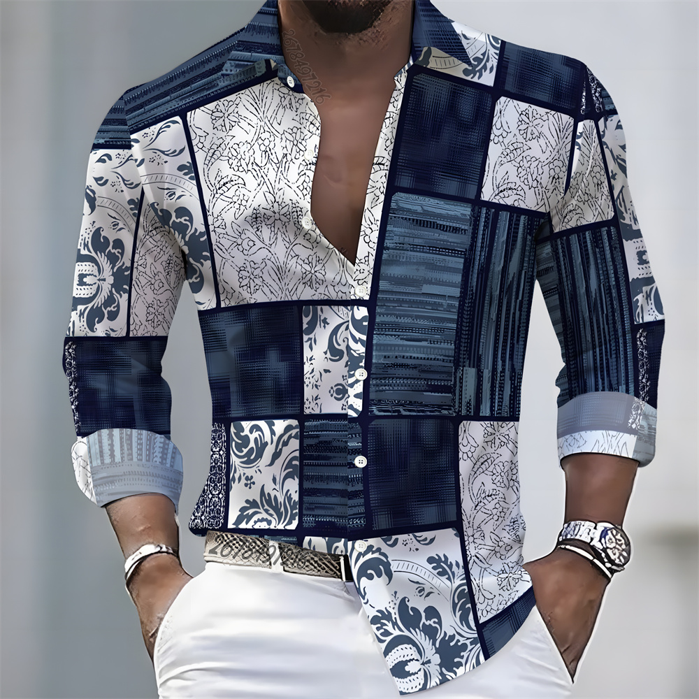 Mens Fashion Top - قميص رجالي بأكمام طويلة بتصميم فاخر
