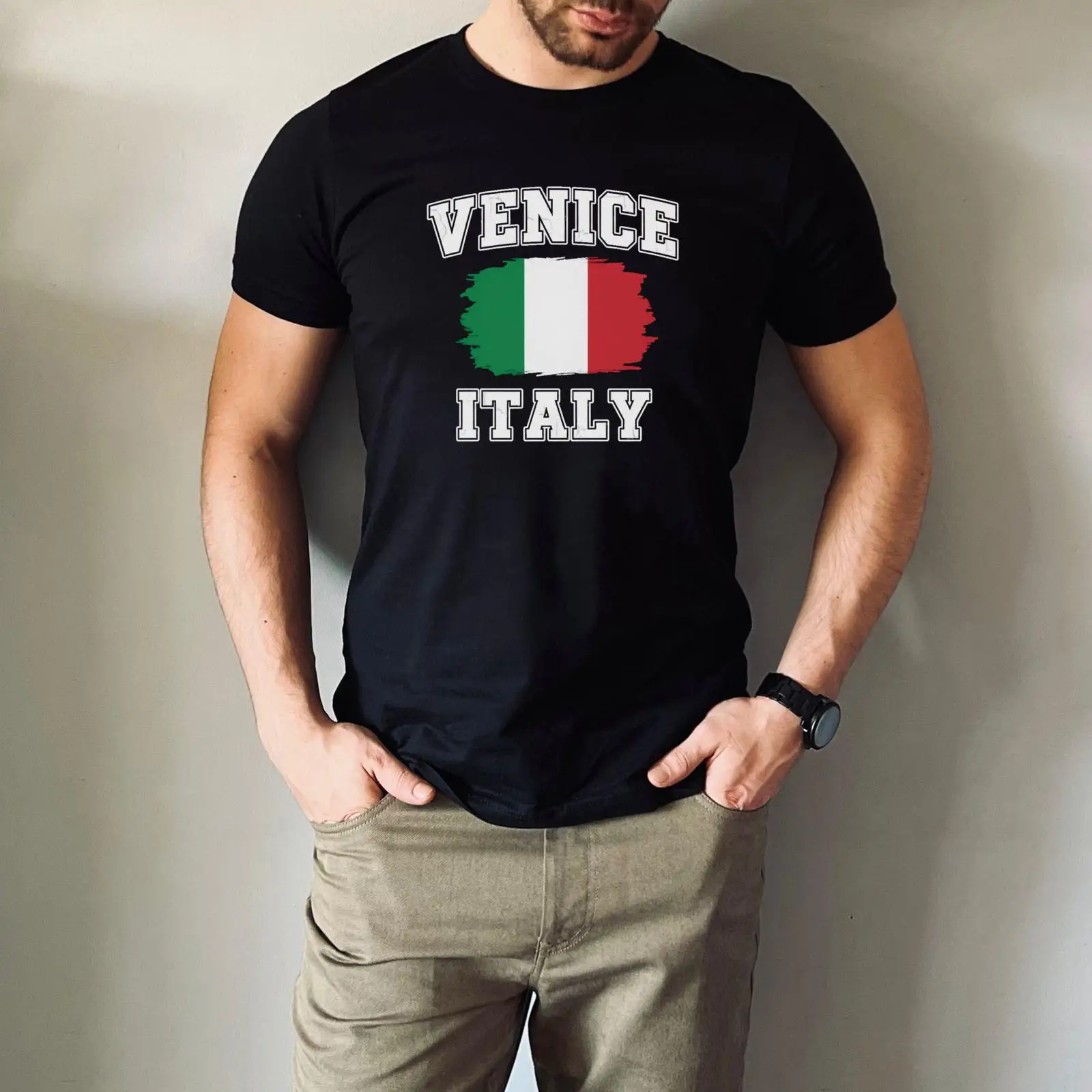 Men'S Fashion Venice Italy - تي شيرت فينيسيا إيطاليا بتصميم علم