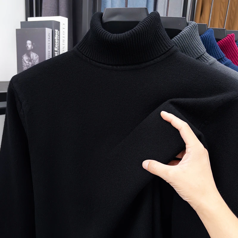 Turtleneck Sweater Men - الخريف الرجال عالية الجودة محبوك الياقة