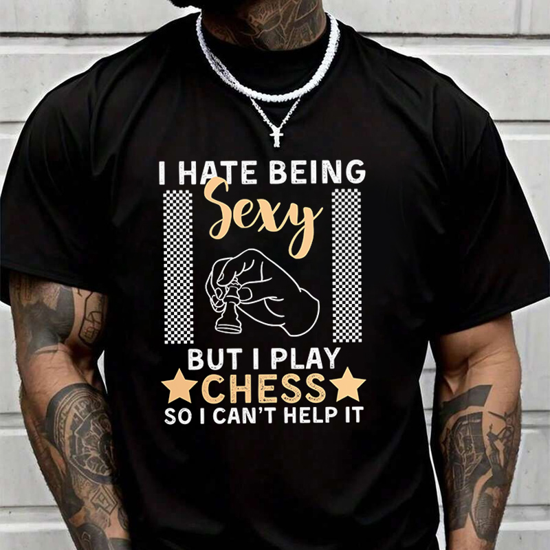 Men'S Fashion Quotes - تي شيرت رجالي عصري بتصميم شطرنج