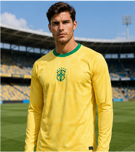Mens Fashion Top - قميص كرة قدم برازيلي تذكاري لعام