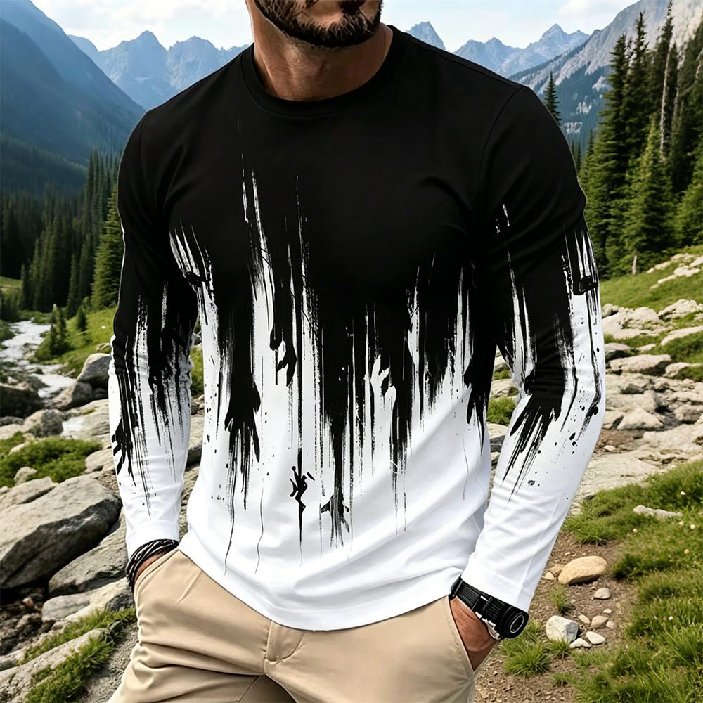 Mens Fashion Top - قميص رجالي بأكمام طويلة بتصميم متدرج