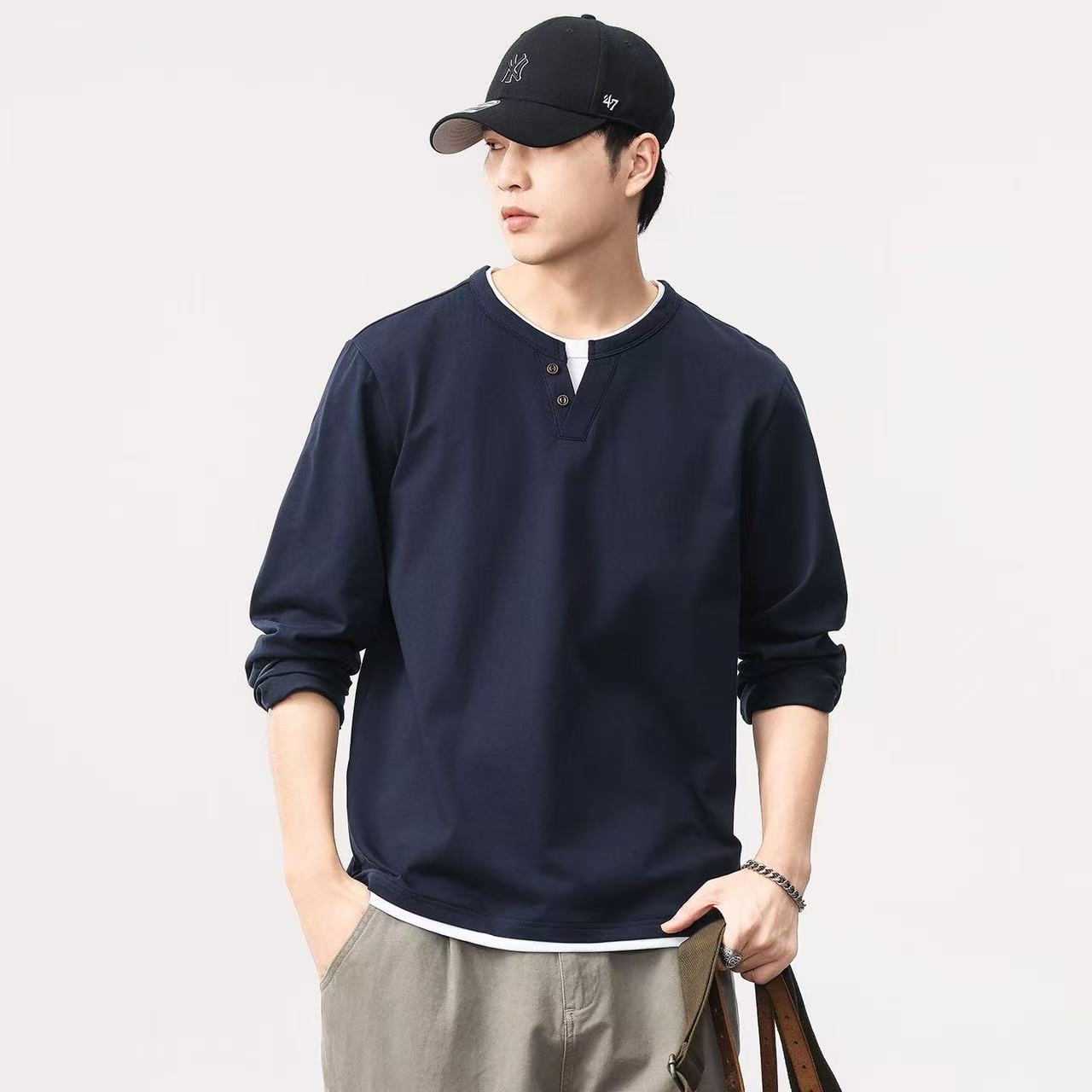 Mens Fashion Top - قميص رجالي جديد للربيع والخريف بأكمام