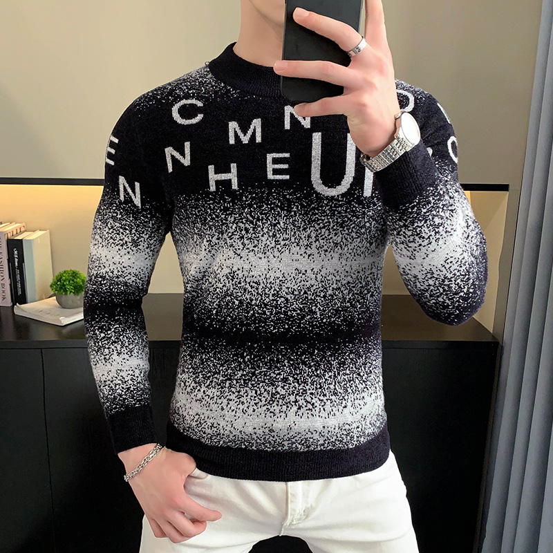 سترة مخملية جاكار بأحرف كورية  - مراجعة Turtleneck Sweater Men وسعره
