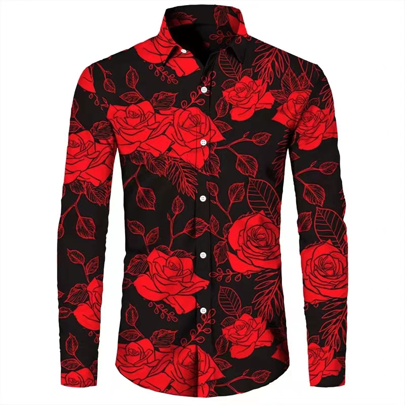 قمصان رجالية بأكمام طويلة بطبع - مراجعة Mens Fashion Top وسعره